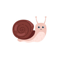 Cute smiling snail with big eyes and pink cheeks.