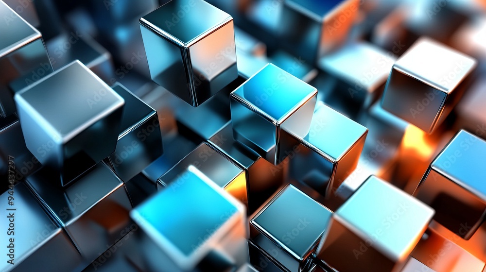 Poster a computer generated image of a bunch of cubes