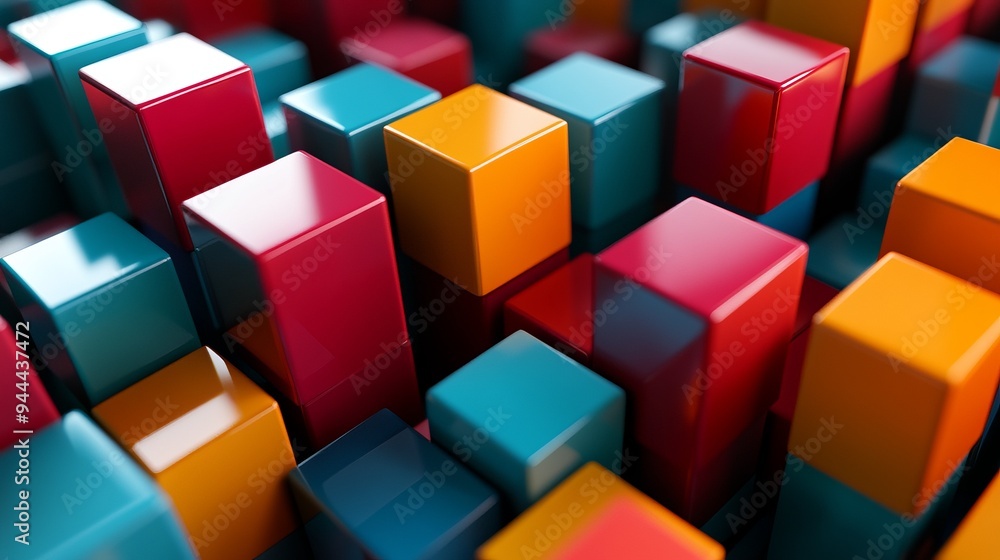 Poster a computer generated image of a bunch of cubes