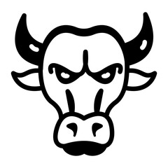 An icon of bull head in doodle style  