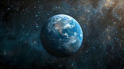 Obraz premium A galaxy where 2D star fields blend into 3D planets, captured with deep space photography for intricate detail.