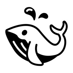 Hand drawn style icon of whale mascot 