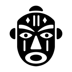 Aztec mask icon in glyph style  