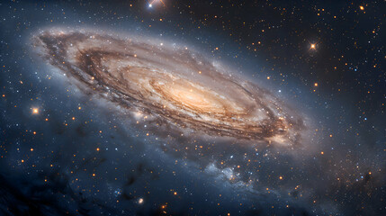 Naklejka premium A galaxy where 2D stars blend into 3D planets, captured with deep space photography for intricate details.