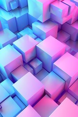 Pink and Blue Glossy Geometric Shapes on an Abstract Subtle Background