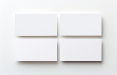 Top View of four Blank Business Cards  Mockup Template Isolated on a White Background 