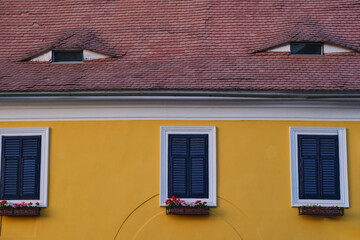 Sibiu, Romania. June, 10, 2024. Traditional houses in Sibiu, Romania