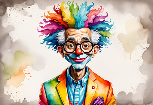 An anthropomorphic character with eccentric, unique appearance, colorful clothes, funny and playful, anthropomorphic quirk concept illustration.