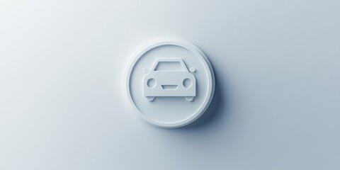 Fototapeta premium A 3D single icon of a power button with an electric car outline representing the activation of eco-friendly driving. The design is minimal and clean with a focus on the power symbol