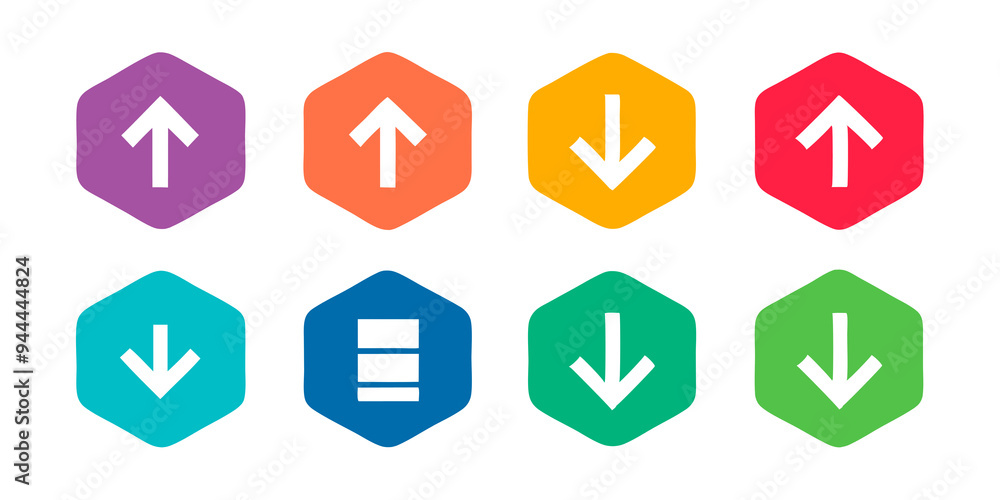 Wall mural exit set - icon with arrow pointing outwards, transparent white background