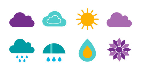 Obraz premium icon set, different weather concept, weather forecast, transparent white background