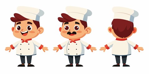 set of cartoon chef, transparent white background