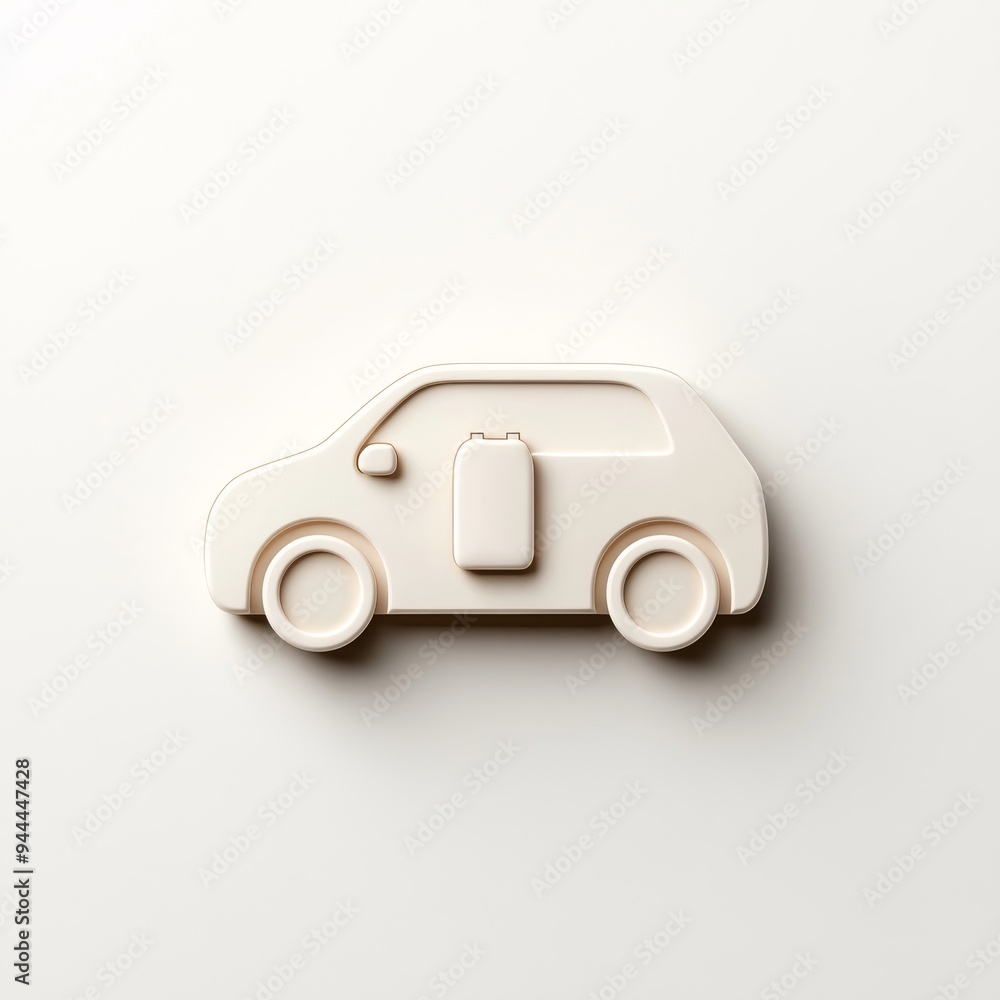 Poster a 3d single icon of a car silhouette with a battery symbol representing the concept of electric powe