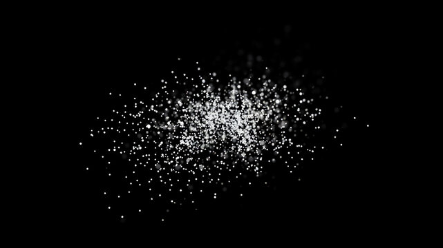 A cluster of digital particles forming a 3D scatter plot against a black background