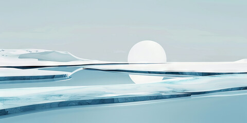 A calming abstract design in shades of blue and white, reminiscent of a beachside retreat.