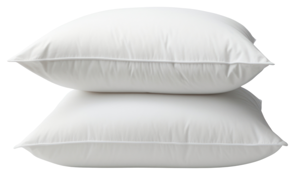 PNG Two white pillows stacked white background comfortable relaxation.