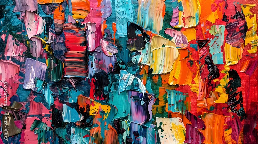 Wall mural vibrant image showing a colorful array of paint streaks