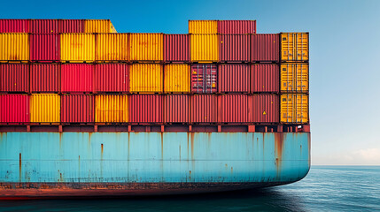 Obraz premium A close-up view of a cargo container ship’s bow