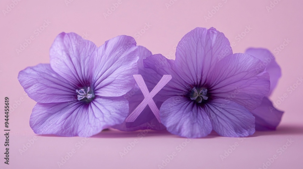 Canvas Prints purple flowers on pink background