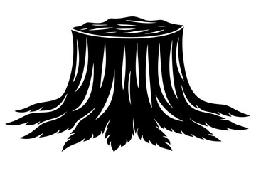 Fototapeta premiumTree stump sihouette vector, stump icon. stump line art vector illustration 