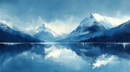 Majestic Snow-Capped Mountains Reflecting on Serene Lake