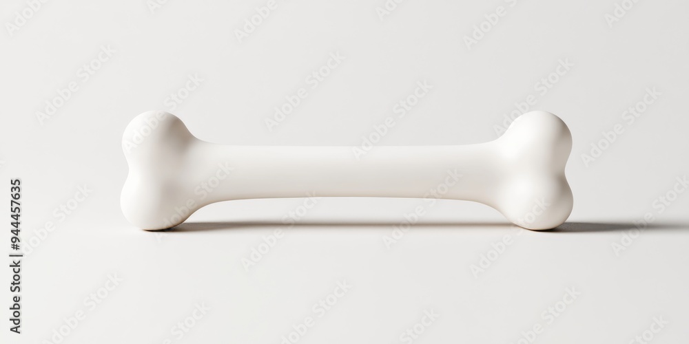 Poster a 3d icon of a cartoon style dog bone featuring a simple smooth design with a glossy finish and soft