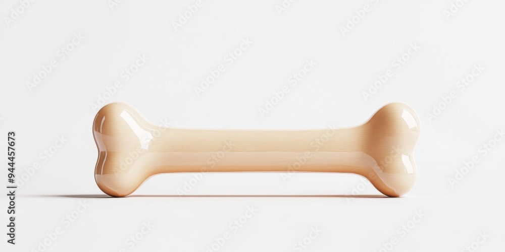 Poster a 3d icon of a cartoon style dog bone featuring a simple smooth design with a glossy finish and soft
