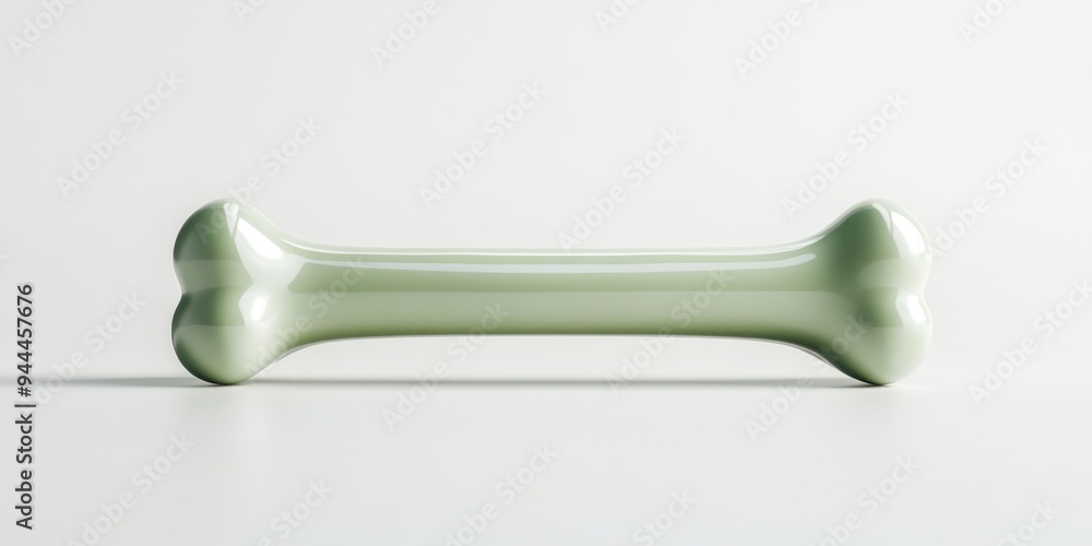 Poster a 3d icon of a cartoon style dog bone featuring a simple smooth design with a glossy finish and soft