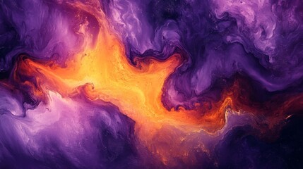 Abstract Purple and Orange Fluid Art