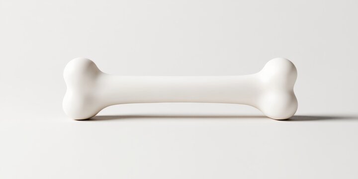 A 3D icon of a cartoon style dog bone featuring a simple smooth design with a glossy finish and soft shadows on a white background.