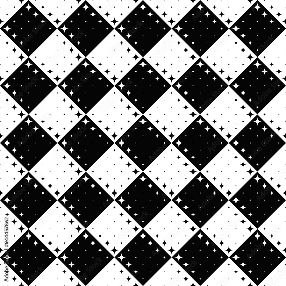 Poster seamless star pattern background - abstract vector graphic design from curved stars