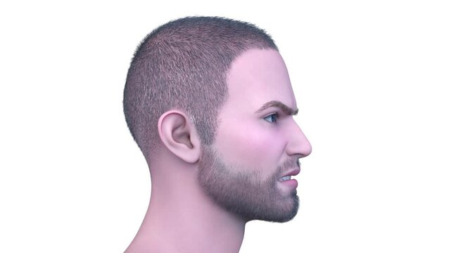 男性の顔アップ　3DCGレンダリング