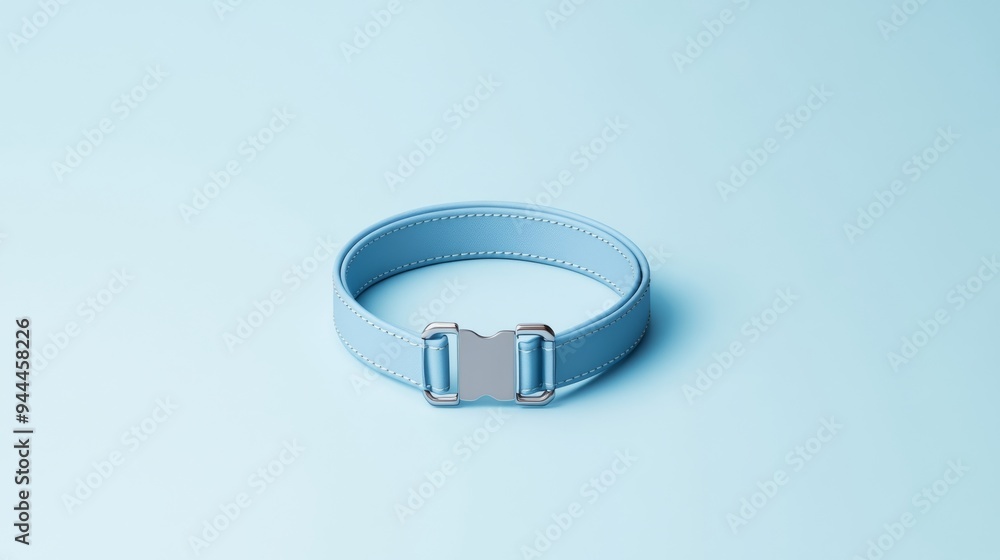 Poster a 3d single icon of a dog collar with a shiny tag illustrated in a simple and modern style.