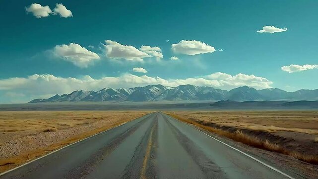 a road in the desert  with  mountains in the background