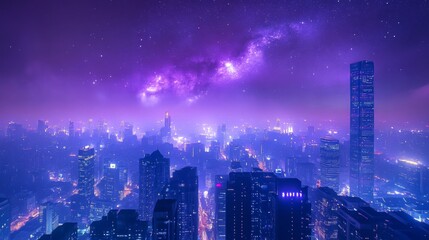 Obraz premium Futuristic Urban Skyline at Night