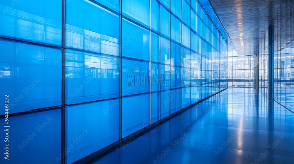 Canvas Prints Modern Blue Glass Building Interior