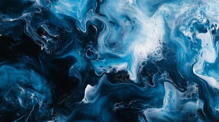 Abstract Fluid Blue and White Marble Texture