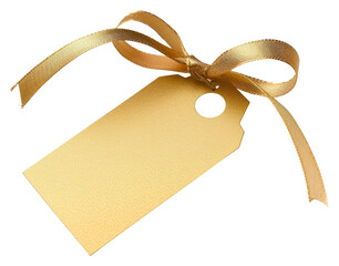 PNG Price tag paper label gift shape with ribbon gold white background celebration.