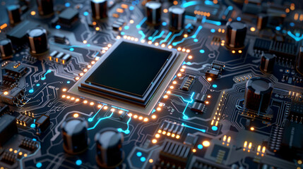 Fototapeta premium Circuit board background. Electronic computer hardware technology. Motherboard digital chip. Tech science background. 