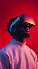 Obraz premium people wearing virtual reality glasses. web 3.0. virtual reality. technologies of the future. AI technologies.