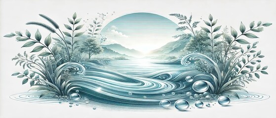 静寂の波紋：穏やかで透明な水面の美しさを表現した背景