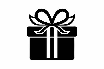 Gift box icon Silhouette vector illustration, christmas gift box with ribbon	
