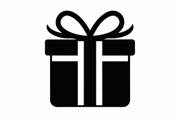 Gift box icon Silhouette vector illustration, christmas gift box with ribbon	
