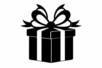 Gift box icon Silhouette vector illustration, christmas gift box with ribbon	
