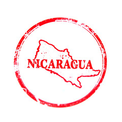 Nicaragua map stamp red rubber stamp on white background. Generative AI