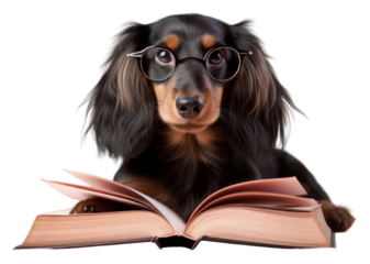 PNG Reading book publication dachshund.