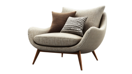  Isolated 3d render armchair scene creator rendering for interior design or decoration projects on transparency background PNG