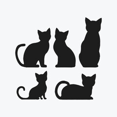 Scottish fold cat silhouette vector template illustration