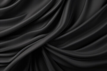 Fototapeta premium Processed collage of smooth elegant wavy deep black silk cloth fabric material texture. Background