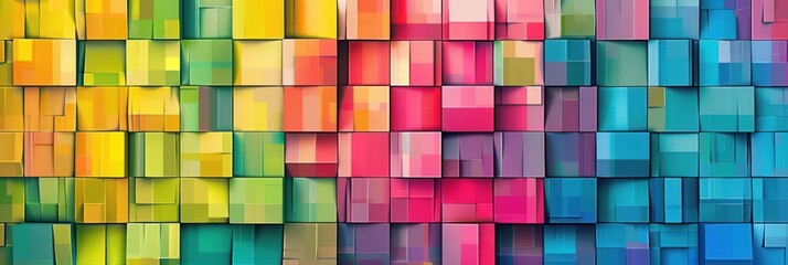 Fototapeta premium Abstract Colorful 3D Square Pattern